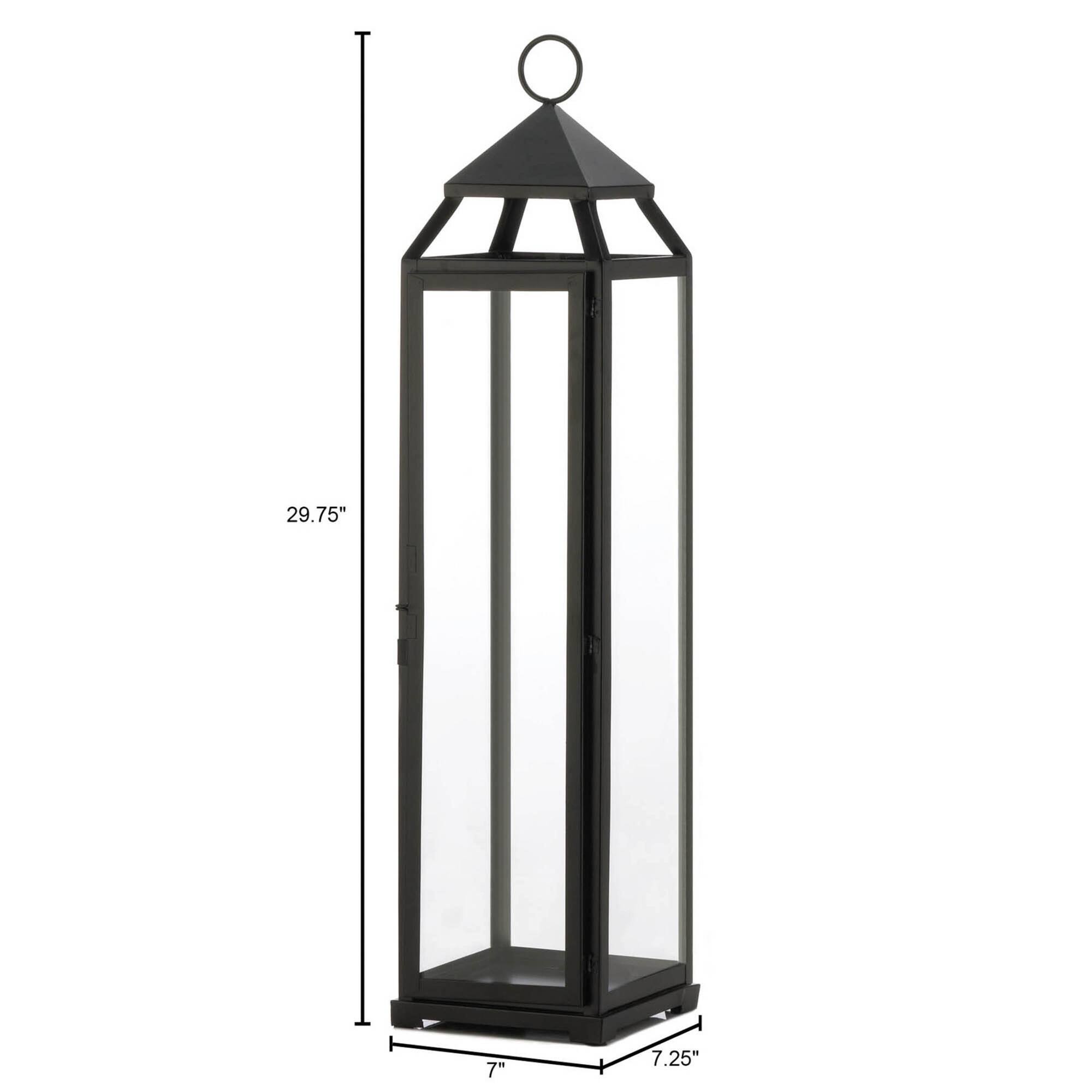 30" Black Iron & Glass Lantern